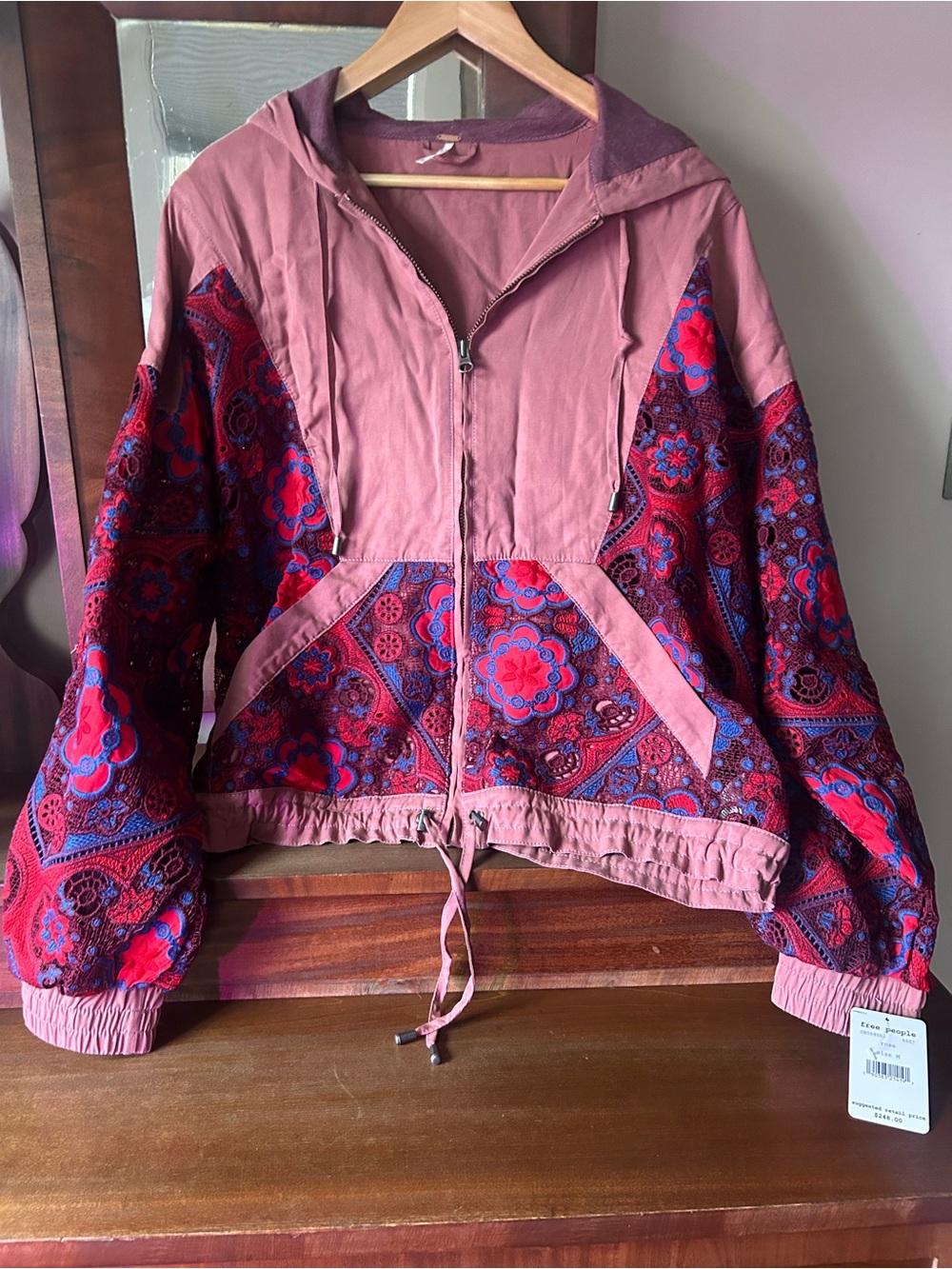 NWT Free People Magpie Oversize Lacey Jacket in Rose: Size MEDIUM